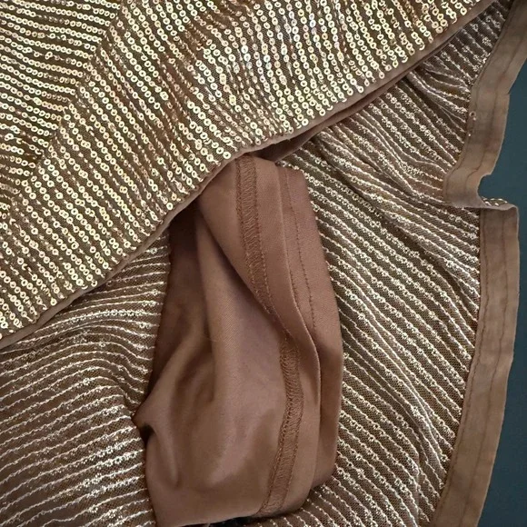 Grace Karin Sequin Top Women Medium Brown Glitter V-Neck 3/4 Sleeve Party Blouse - Picture 11 of 12